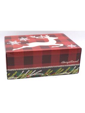 Harry and David Buffalo Plaid Reindeer Gift Box Keepsakes Gifting Holiday Empty